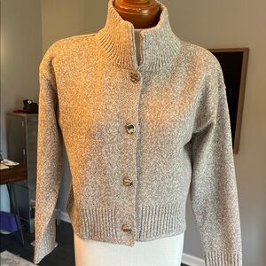 Mélange knit bomber jacket/cardigan